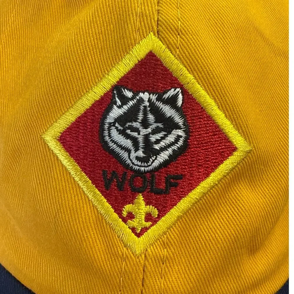 Boy Scout Wolf Adjustable Ball Cap  Size S/M in Blue, Yellow, and Red
